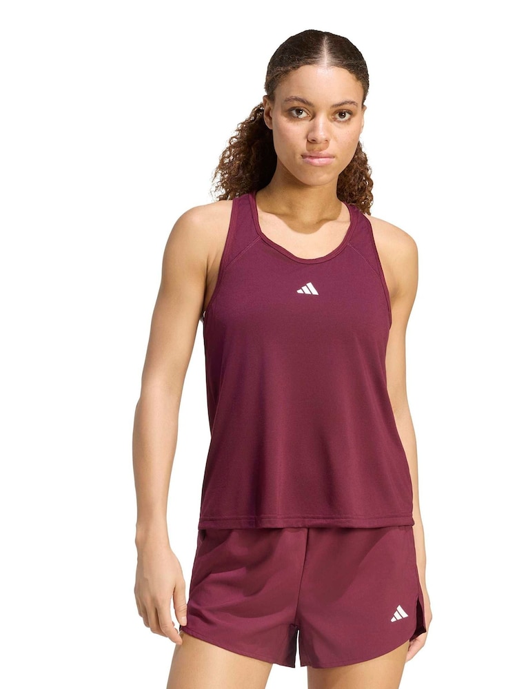 adidas Maroon Red Train Essentials Minimal Branding Racerback Tank Vest - Image 1 of 7 adidas Maroon Red Train Essentials Minimal Branding Racerback Tank Vest - Image 1 of 7