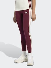 Rojo granate - Leggings de algodón de 3 rayas Essentials de adidas - Imagen 1 de 5