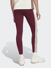 Rojo granate - Leggings de algodón de 3 rayas Essentials de adidas - Imagen 2 de 5