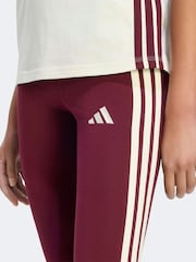 Rojo granate - Leggings de algodón de 3 rayas Essentials de adidas - Imagen 3 de 5