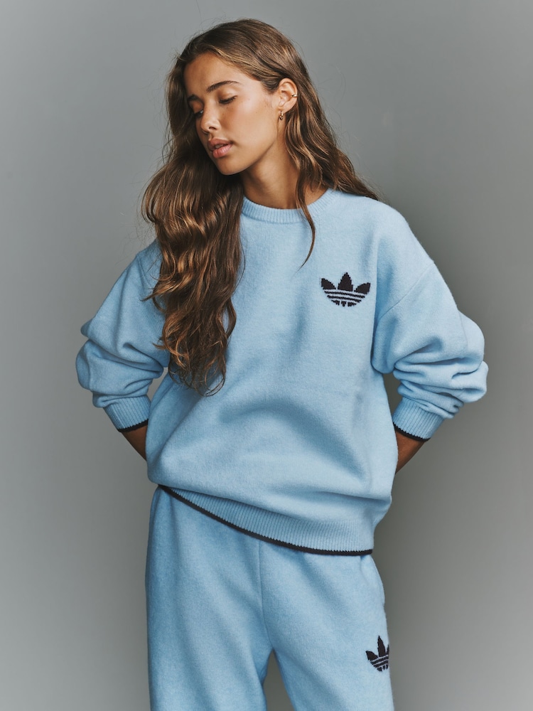 Світло-блакитний - adidas originals Knitted CreNeck Jumper - Image 1 of 6