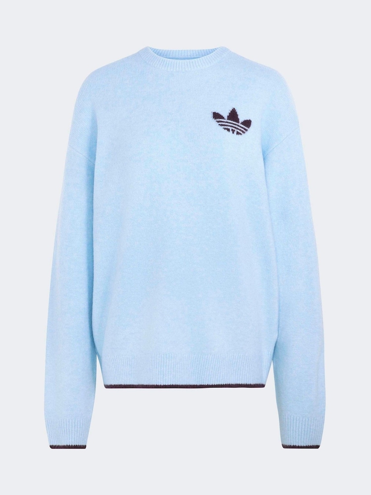 Світло-блакитний - adidas originals Knitted CreNeck Jumper - Image 6 of 6