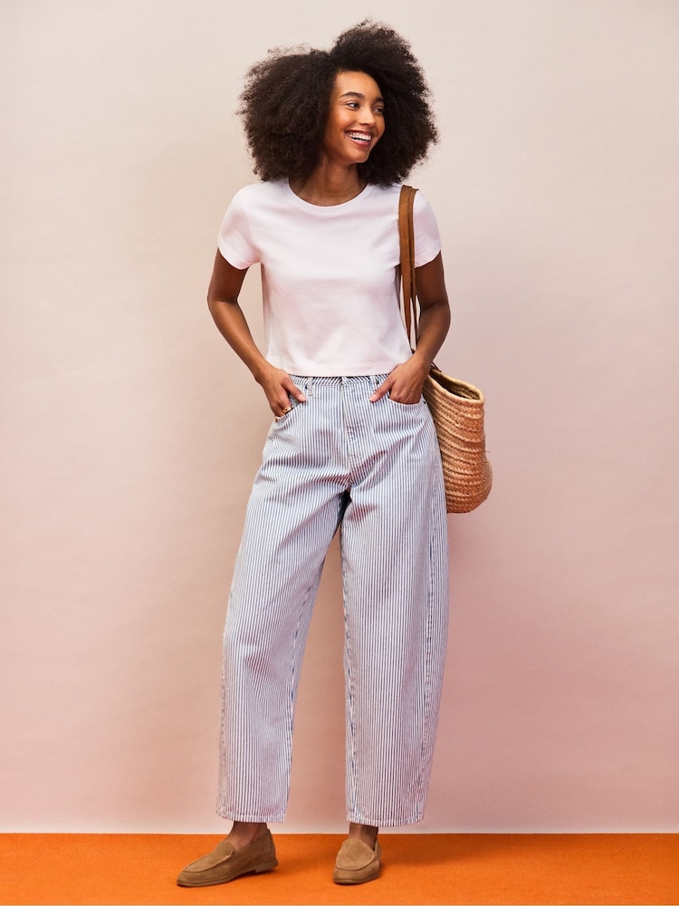 Ro&Zo Blue Stripe Barrel Leg Jeans - Image 1 of 5