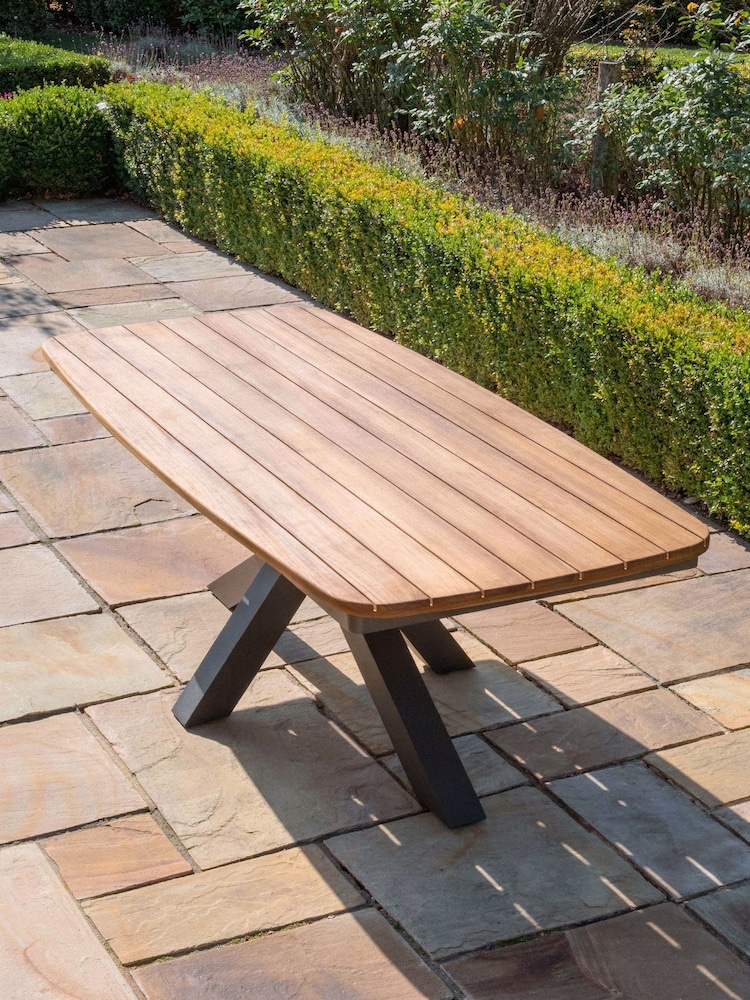 Maze Charcoal Grey Jakarta Teak Round Garden Dining Oval Table - Image 1 of 4 Maze Charcoal Grey Jakarta Teak Round Garden Dining Oval Table - Image 1 of 4