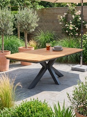 Maze Charcoal Grey Jakarta Teak Round Garden Dining Oval Table - Image 2 of 4