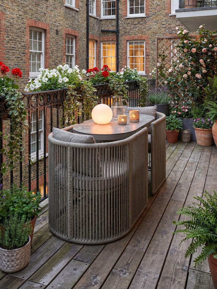 Maze Cool Linen Grey Monaco Oval Outdoor Balcony Set - Image 2 of 4 Maze Cool Linen Grey Monaco Oval Outdoor Balcony Set - Image 2 of 4