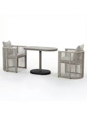 Maze Cool Linen Grey Monaco Oval Outdoor Balcony Set - Image 3 of 4