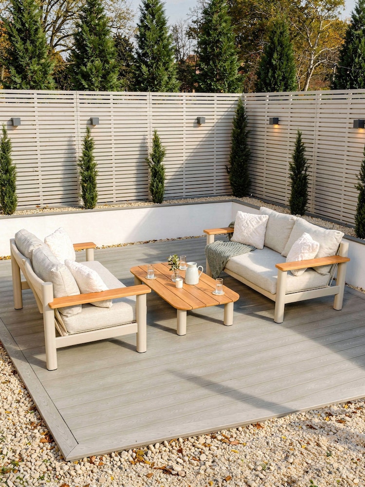 Maze Latte Brown Sicily Garden Sofa Set with Coffee Table - Image 1 of 6