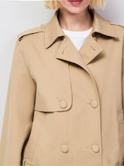 Ro&Zo Brown Belted Cropped Trench Jacket - Image 5 of 9