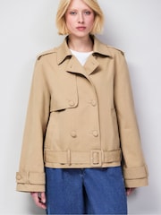 Ro&Zo Brown Belted Cropped Trench Jacket - Image 7 of 9