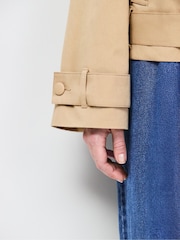 Ro&Zo Brown Belted Cropped Trench Jacket - Image 8 of 9