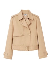 Ro&Zo Brown Belted Cropped Trench Jacket - Image 9 of 9