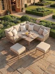 Maze Natural Linen Grey Havana Square Garden Corner Dining Set with Rising Table - Image 2 of 4