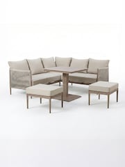 Maze Natural Linen Grey Havana Square Garden Corner Dining Set with Rising Table - Image 4 of 4