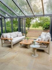 Maze Latte Brown Sicilly 3 Piece Garden Sofa and Coffee Table Set - Image 1 of 6