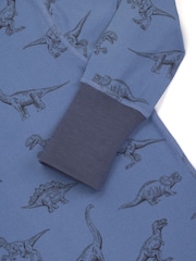 Chelsea Peers Blue Kids Jurassic Dinosaur Print Long Pyjamas Set - Image 2 of 3