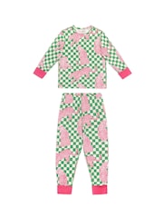 Chelsea Peers Panthera Check Print Long Pyjamas Set - Image 1 of 5