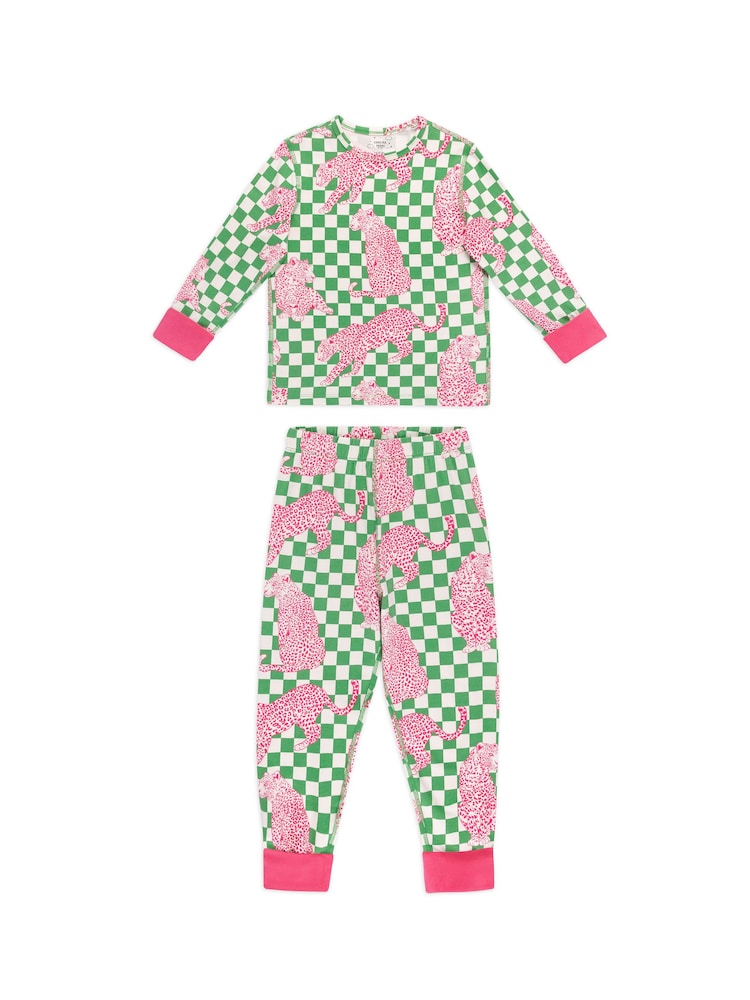 Chelsea Peers Panthera Check Print Long Pyjamas Set - Image 2 of 5 Chelsea Peers Panthera Check Print Long Pyjamas Set - Image 2 of 5