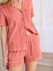 Chelsea Peers Sunset Wavy Stripe Print Button Up Short Pyjamas Set - Image 4 of 7