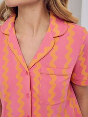 Chelsea Peers Sunset Wavy Stripe Print Button Up Short Pyjamas Set - Image 6 of 7