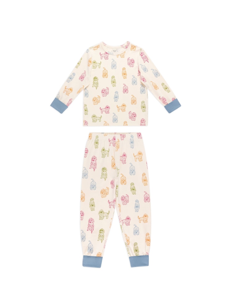 Chelsea Peers White Kids Rainbow Cockapoo Print Long Pyjamas Set - Image 2 of 5