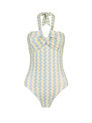 Chelsea Peers Blue/Yellow Palmera Rhythm Stripe Print Swimsuit - Image 5 of 6