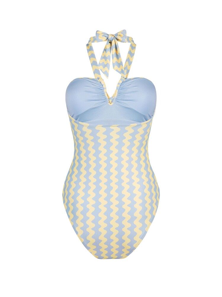 Chelsea Peers Blue/Yellow Palmera Rhythm Stripe Print Swimsuit - Image 6 of 6