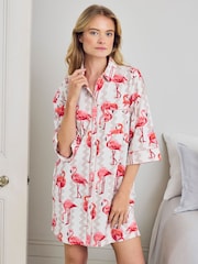 Chelsea Peers Natural Flamingo Bloom Print Nightshirt - Image 1 of 5