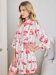 Chelsea Peers Natural Flamingo Bloom Print Nightshirt - Image 4 of 5