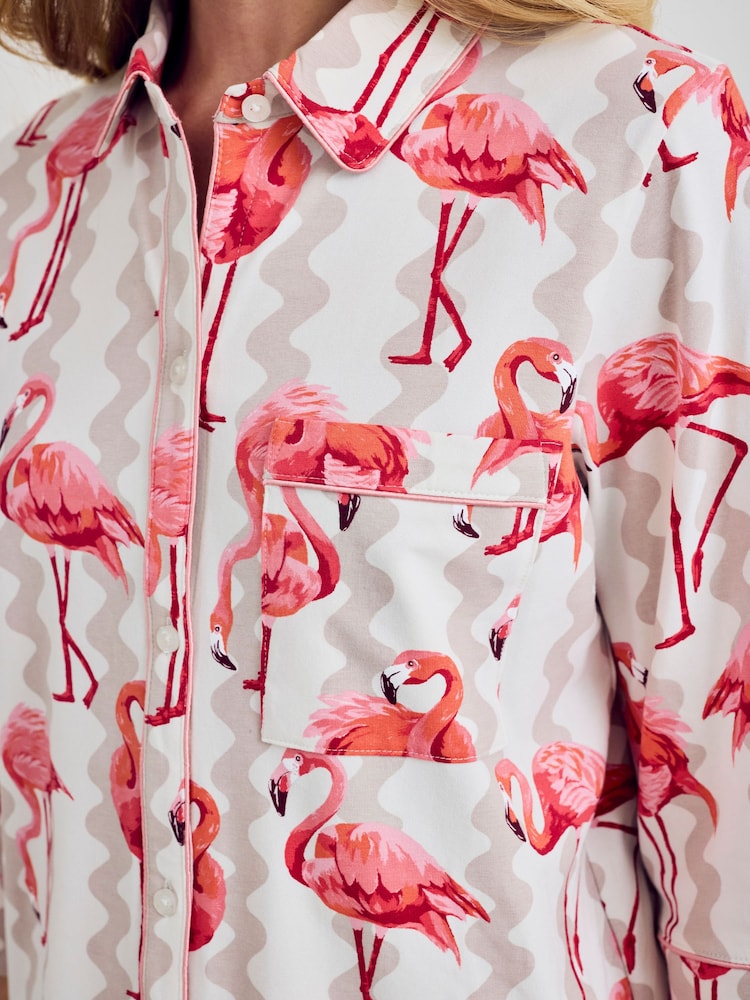 Chelsea Peers Natural Flamingo Bloom Print Nightshirt - Image 5 of 5