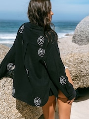 Chelsea Peers Black Cheesecloth Palm Loop Print Long Sleeve Shirt - Image 3 of 5