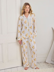 Chelsea Peers Blue Fluffy Ducklings Stripe Long Pyjamas Set - Image 1 of 5
