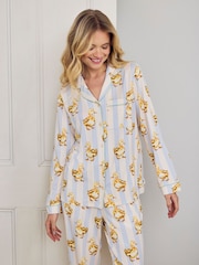 Chelsea Peers Blue Fluffy Ducklings Stripe Long Pyjamas Set - Image 2 of 5
