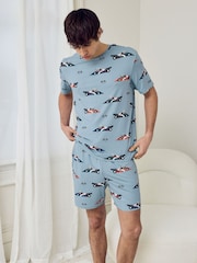 Chelsea Peers Blue Frog Rally Print Short Pyjamas Set - Image 2 of 5