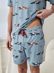 Chelsea Peers Blue Frog Rally Print Short Pyjamas Set - Image 3 of 5