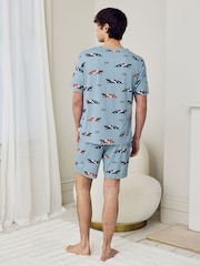 Chelsea Peers Blue Frog Rally Print Short Pyjamas Set - Image 4 of 5