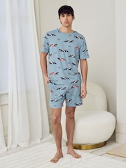 Chelsea Peers Blue Frog Rally Print Short Pyjamas Set - Image 5 of 5