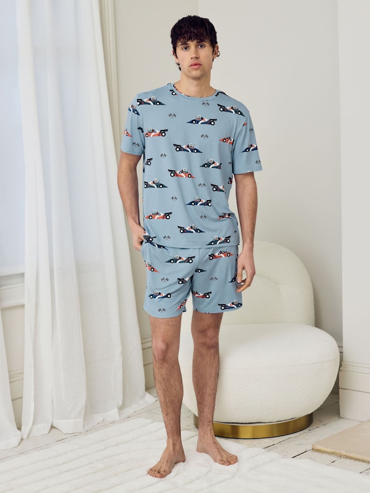 Chelsea Peers Blue Frog Rally Print Short Pyjamas Set - Image 5 of 5
