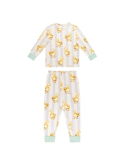 Chelsea Peers Yellow Kids Limoncello Zebra/Fluffy Ducklings Stripe Print Long Pyjamas Set  2 Pack - Image 5 of 7