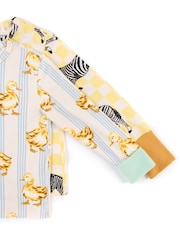 Chelsea Peers Yellow Kids Limoncello Zebra/Fluffy Ducklings Stripe Print Long Pyjamas Set  2 Pack - Image 6 of 7