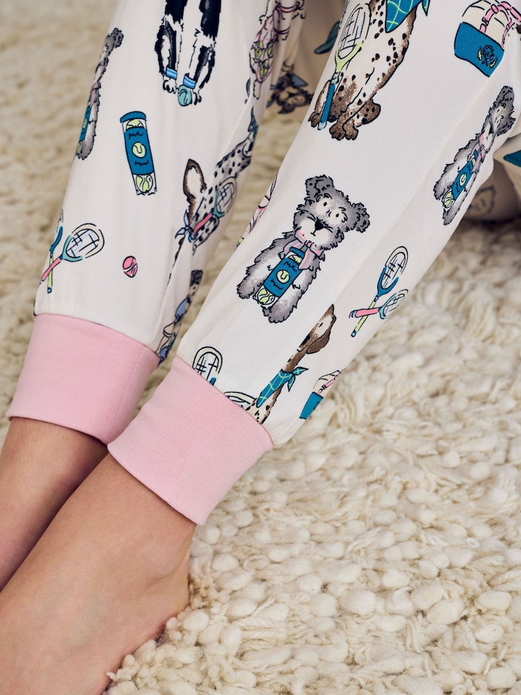 Chelsea Peers Natural The Bark Court Print Long Pyjamas Set - Image 6 of 6