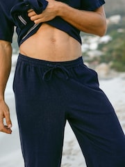 Chelsea Peers Blue Linen-Blend Relaxed Trousers - Image 4 of 5