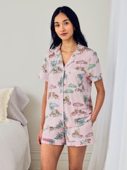 Chelsea Peers Pink Tencel™ Modal Lounging Leopards Print Short Pyjamas Set - Image 1 of 6