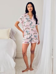 Chelsea Peers Pink Tencel™ Modal Lounging Leopards Print Short Pyjamas Set - Image 2 of 6