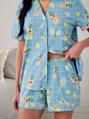 Chelsea Peers Blue Ace & Ice Print Short Pyjamas Set - Image 3 of 5