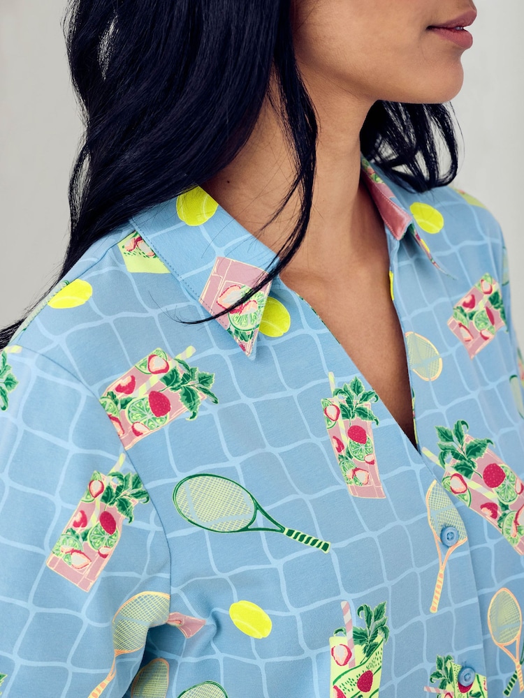 Chelsea Peers Blue Ace & Ice Print Short Pyjamas Set - Image 5 of 5 Chelsea Peers Blue Ace & Ice Print Short Pyjamas Set - Image 5 of 5