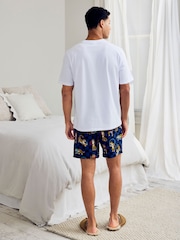 Chelsea Peers Blue Cotton Boxing Leopards Print Pyjama Top - Image 3 of 6