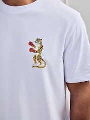 Chelsea Peers Blue Cotton Boxing Leopards Print Pyjama Top - Image 4 of 6