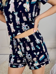 Chelsea Peers Blue Tencel™ Modal The Bark Court Print Short Pyjamas Set - Image 3 of 5