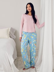 Chelsea Peers Blue Pointelle & Cotton Ace & Ice Print Long Pyjamas Set - Image 5 of 5